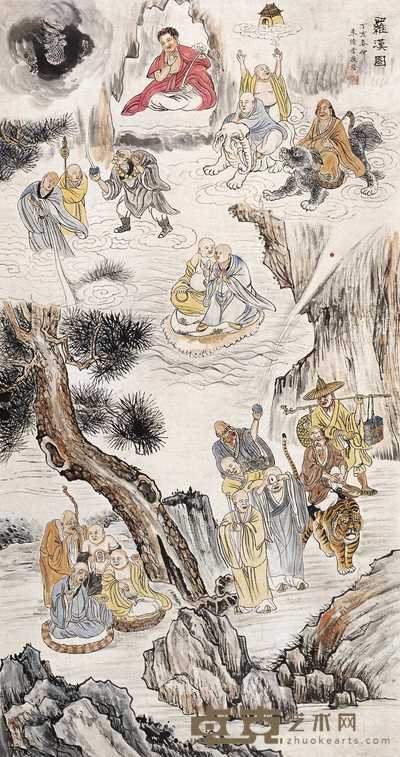 朱绩堂 1947年作 罗汉图 立轴 166.8×87.5cm